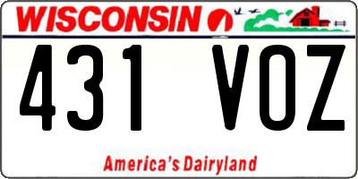 WI license plate 431VOZ