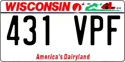 WI license plate 431VPF