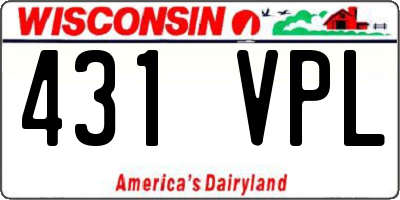 WI license plate 431VPL