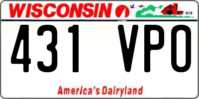 WI license plate 431VPO