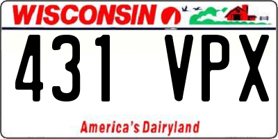 WI license plate 431VPX