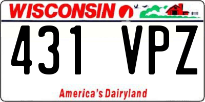WI license plate 431VPZ