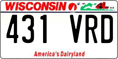 WI license plate 431VRD