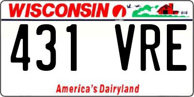 WI license plate 431VRE