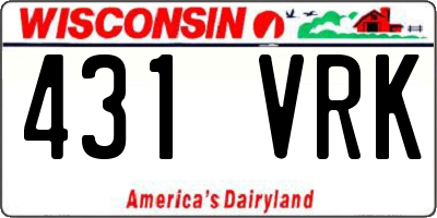 WI license plate 431VRK