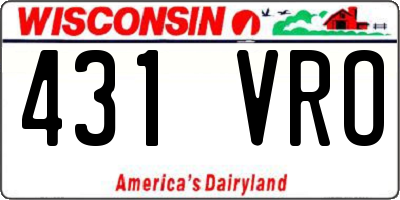 WI license plate 431VRO