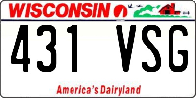 WI license plate 431VSG