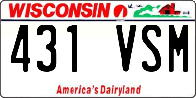 WI license plate 431VSM