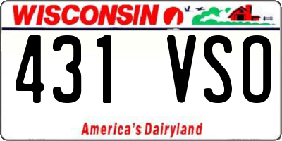 WI license plate 431VSO