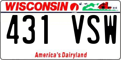 WI license plate 431VSW