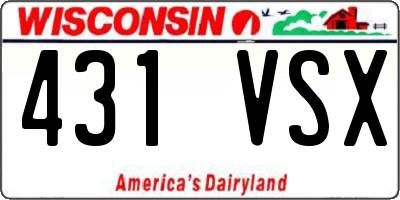 WI license plate 431VSX