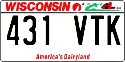 WI license plate 431VTK