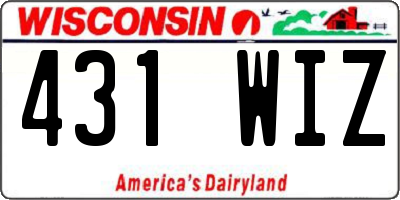 WI license plate 431WIZ