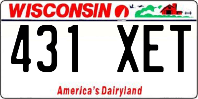 WI license plate 431XET