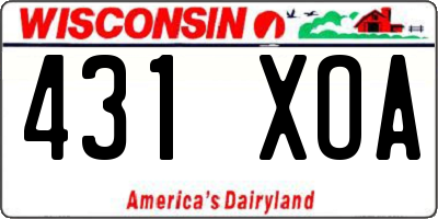 WI license plate 431XOA