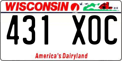WI license plate 431XOC