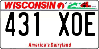 WI license plate 431XOE