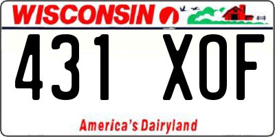 WI license plate 431XOF