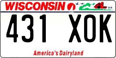 WI license plate 431XOK