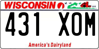 WI license plate 431XOM