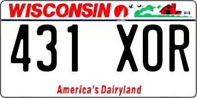 WI license plate 431XOR
