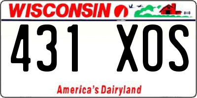 WI license plate 431XOS