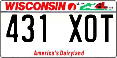 WI license plate 431XOT