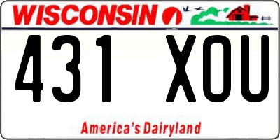 WI license plate 431XOU