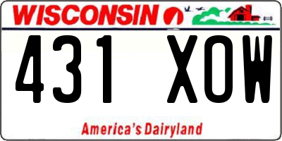WI license plate 431XOW