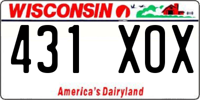 WI license plate 431XOX