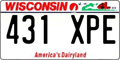 WI license plate 431XPE