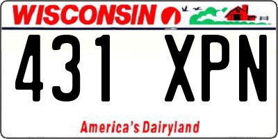 WI license plate 431XPN