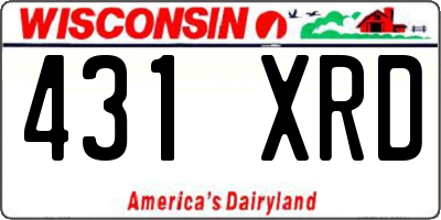 WI license plate 431XRD
