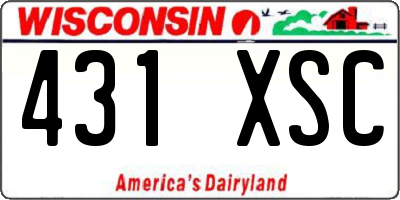 WI license plate 431XSC