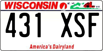 WI license plate 431XSF