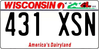 WI license plate 431XSN