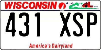 WI license plate 431XSP