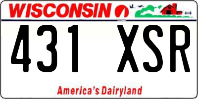 WI license plate 431XSR