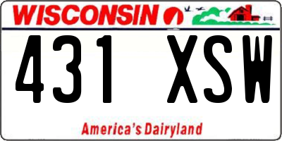 WI license plate 431XSW