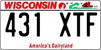 WI license plate 431XTF