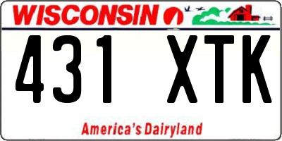 WI license plate 431XTK