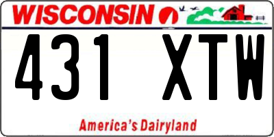 WI license plate 431XTW