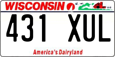 WI license plate 431XUL