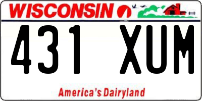WI license plate 431XUM