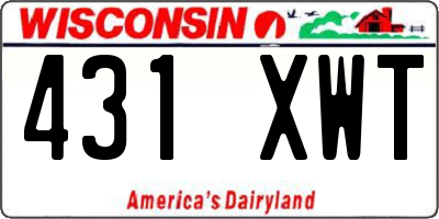 WI license plate 431XWT