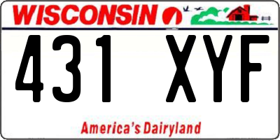 WI license plate 431XYF