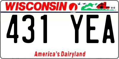 WI license plate 431YEA