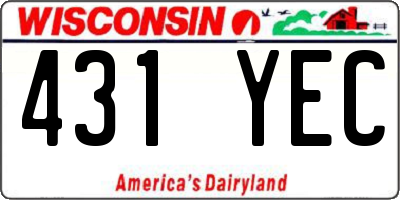 WI license plate 431YEC