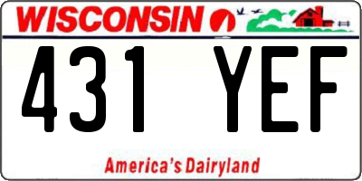 WI license plate 431YEF