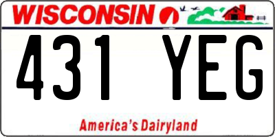 WI license plate 431YEG